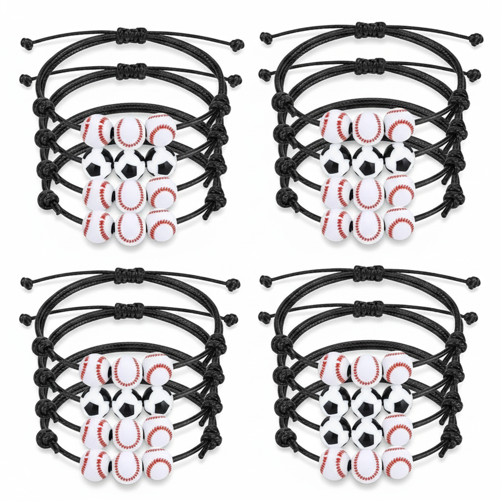 Bracelets Sport Lot de 20 — Basketball, Football, Soccer, Baseball | Cadeau Sport