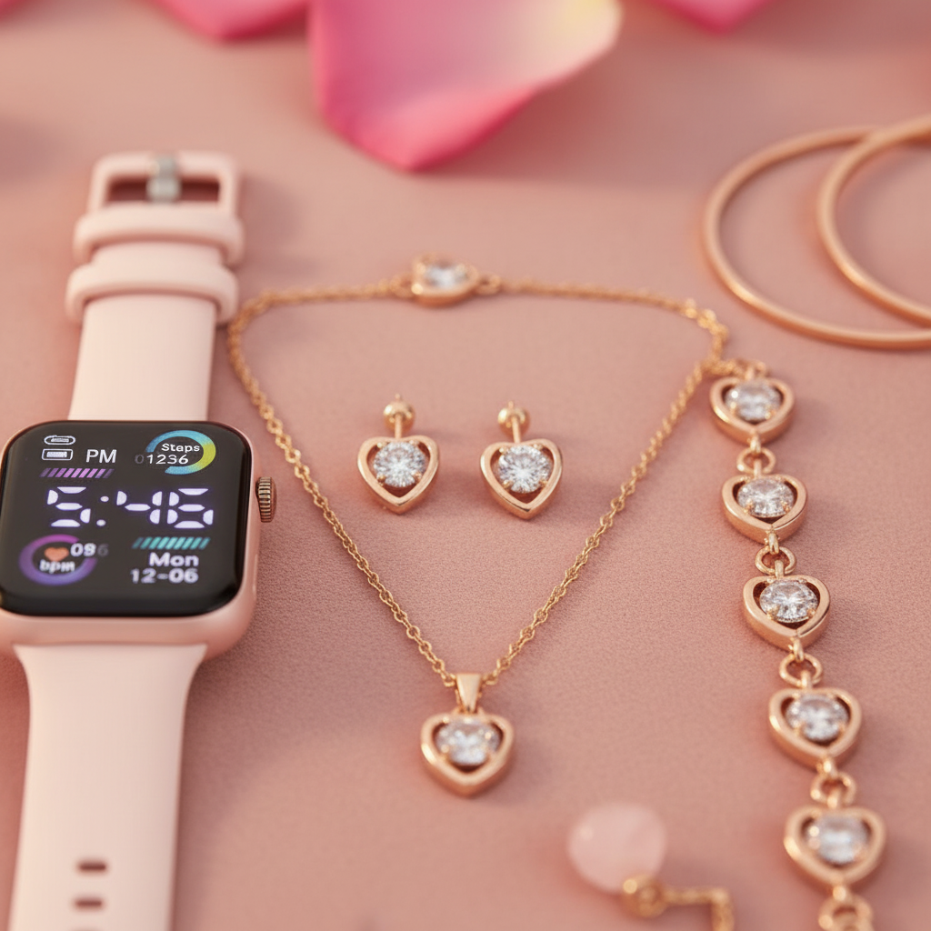Set Bijoux & Montre Électronique | 5 ou 6 Pièces Tendance