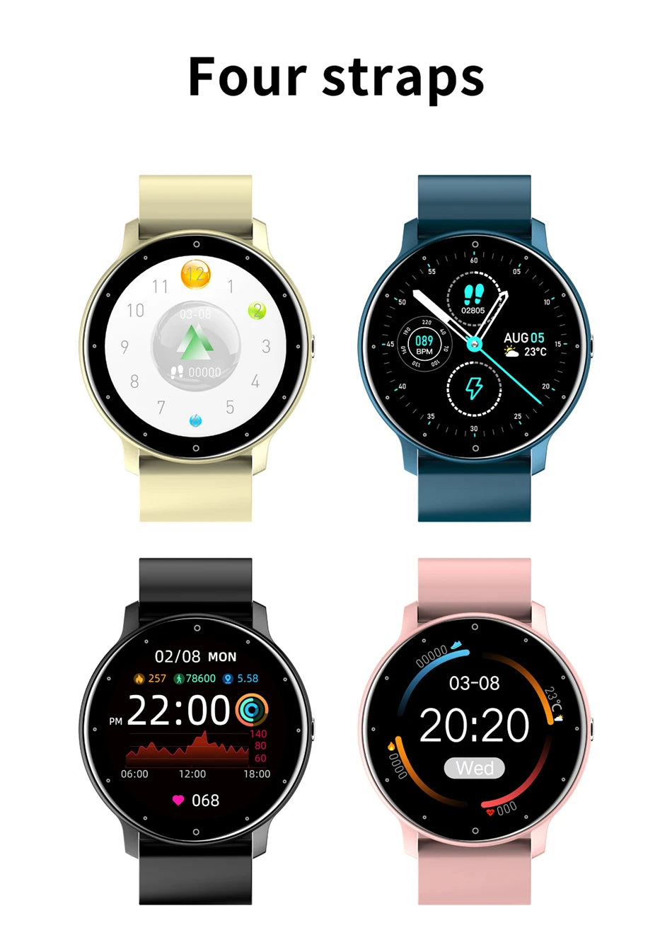 Montre Connectée LIGE 2024 — Écran Rond 1,28", Appel Bluetooth, Suivi Santé & Sport