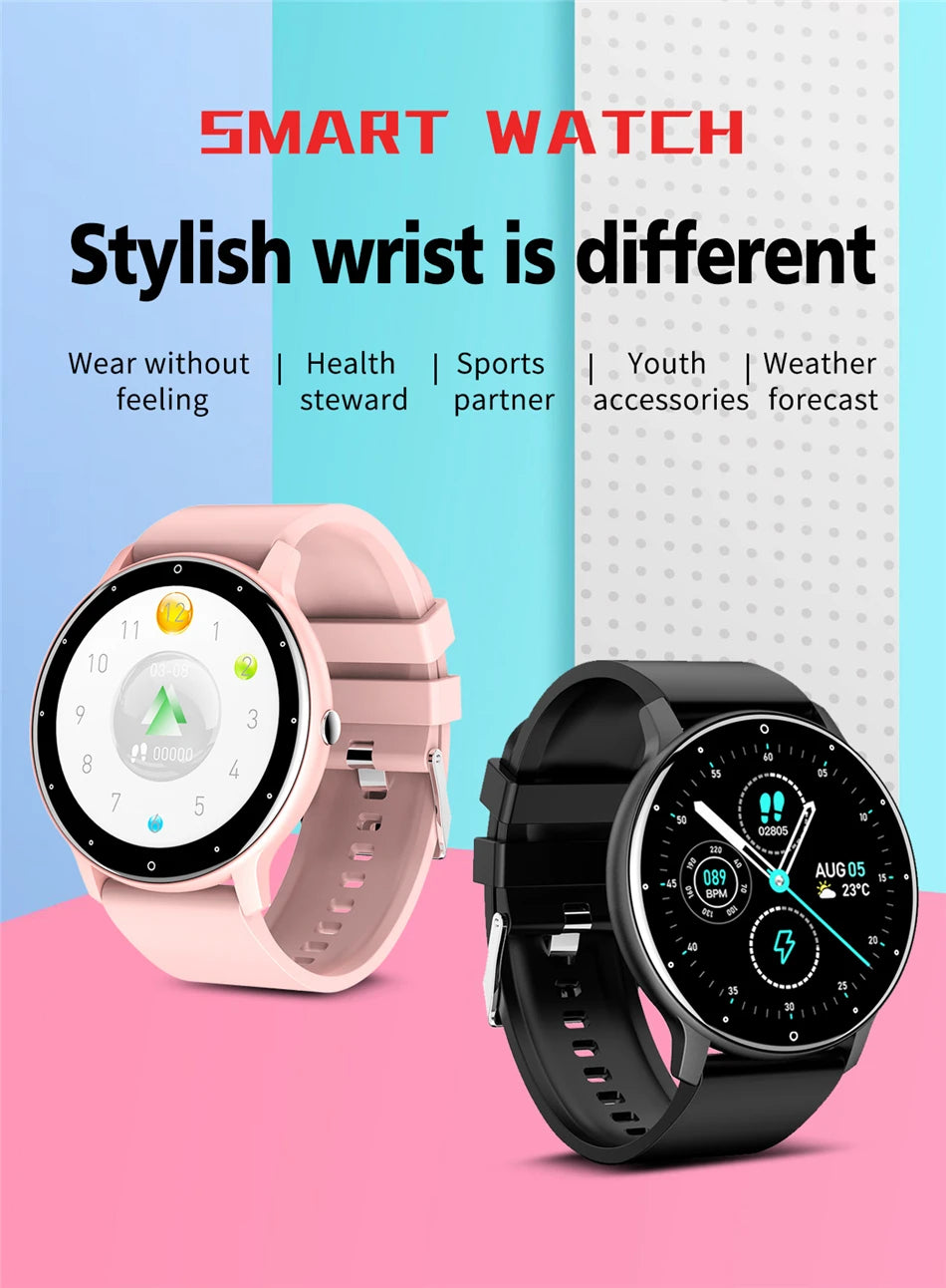 Montre Connectée LIGE 2024 — Écran Rond 1,28", Appel Bluetooth, Suivi Santé & Sport