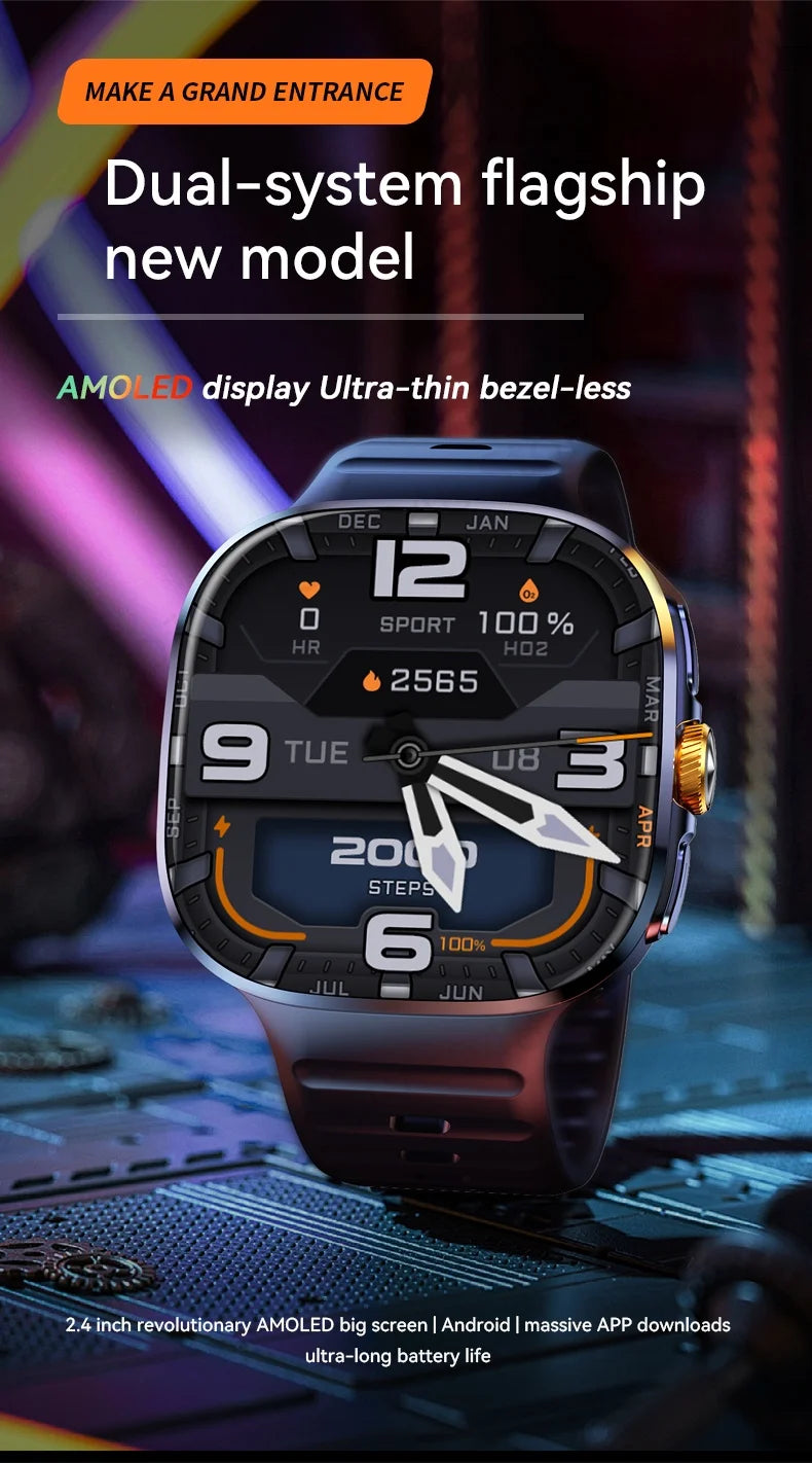 M99 Smartwatch 5G — Écran AMOLED 2,4" | Caméra Rotative | GPS, NFC, Wi-Fi | Android Wear