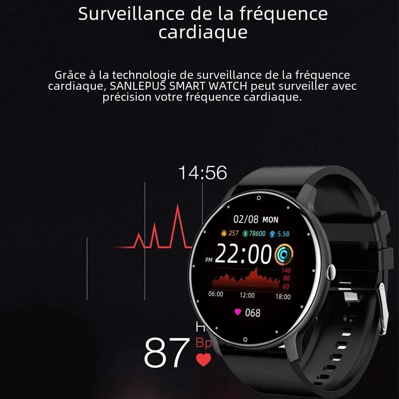 Montre Connectée LIGE 2024 — Écran Rond 1,28", Appel Bluetooth, Suivi Santé & Sport