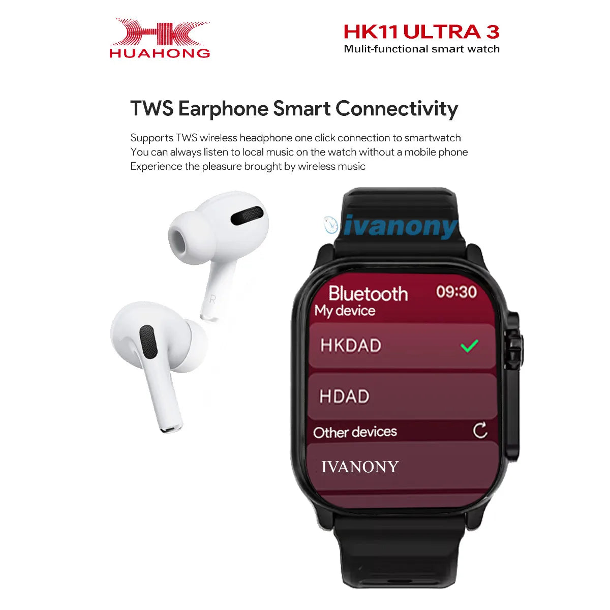 Montre Connectée HK11 Ultra 3 — Écran AMOLED 2,02", Appel Bluetooth, Boussole & IA