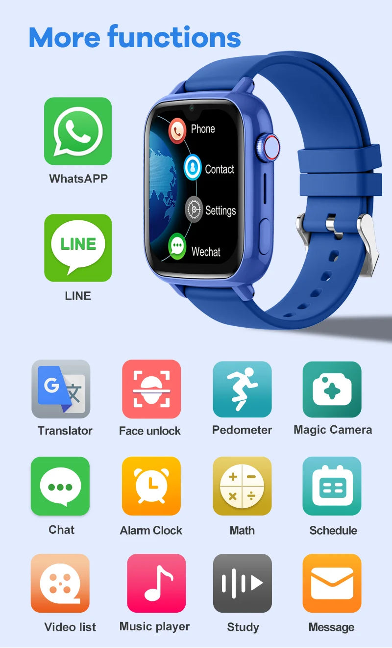 Montre Connectée Enfant 4G — GPS, Appel Vidéo, SOS & Caméra