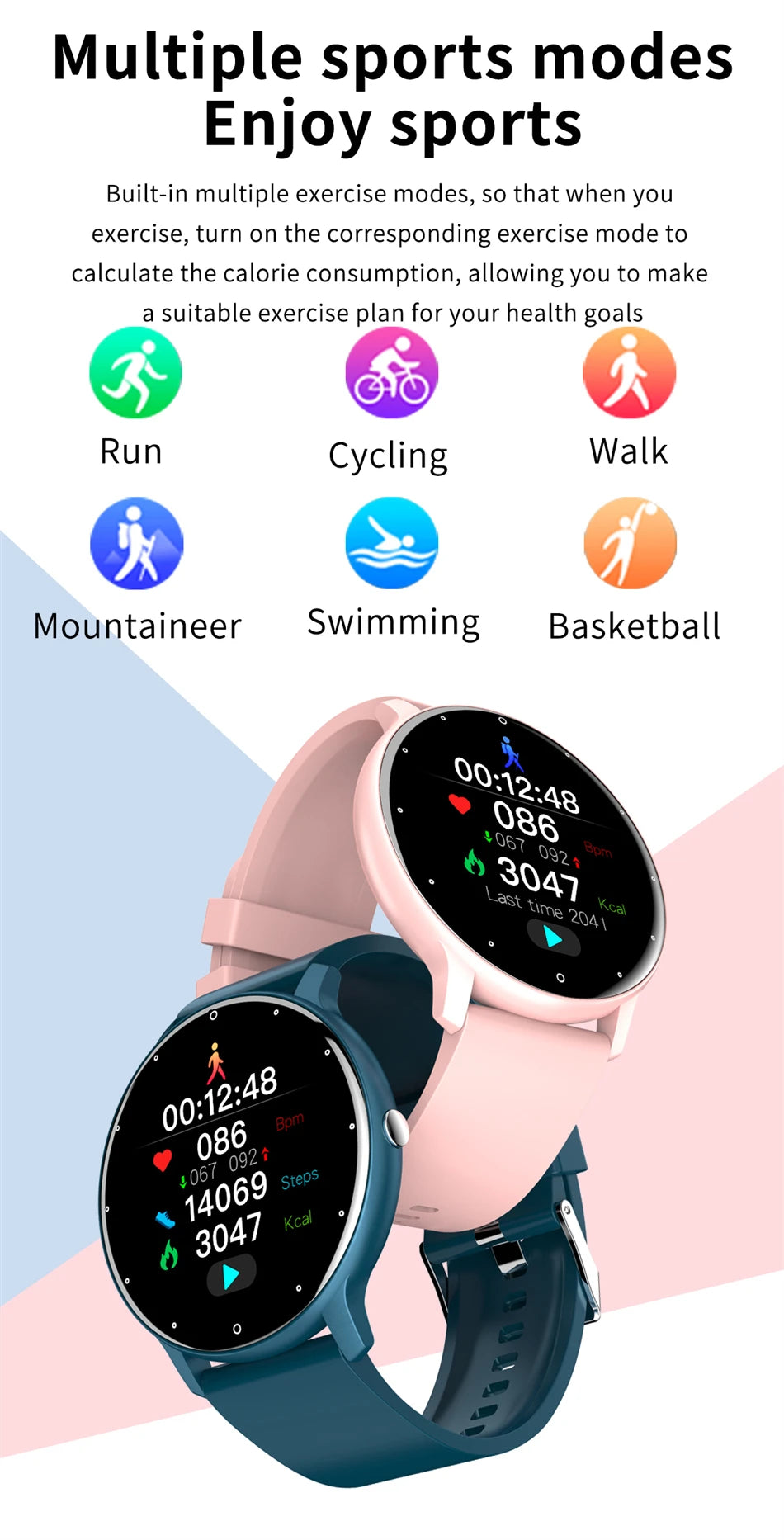Montre Connectée LIGE — Écran Rond Tactile, Appel Bluetooth, Suivi Santé & Sport