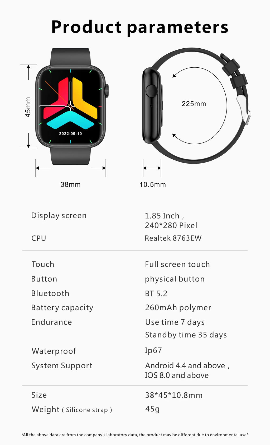 Montre Connectée Femme LIGE — Écran 1,85", Appel Bluetooth, Suivi Santé & Sport