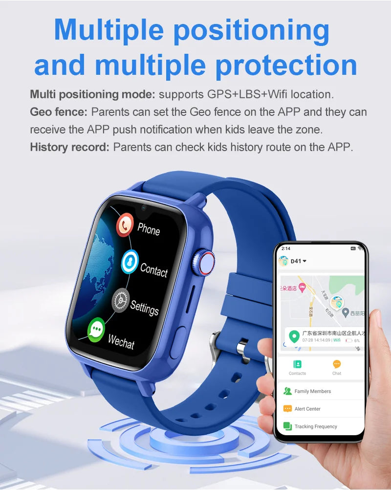 Montre Connectée Enfant 4G — GPS, Appel Vidéo, SOS & Caméra