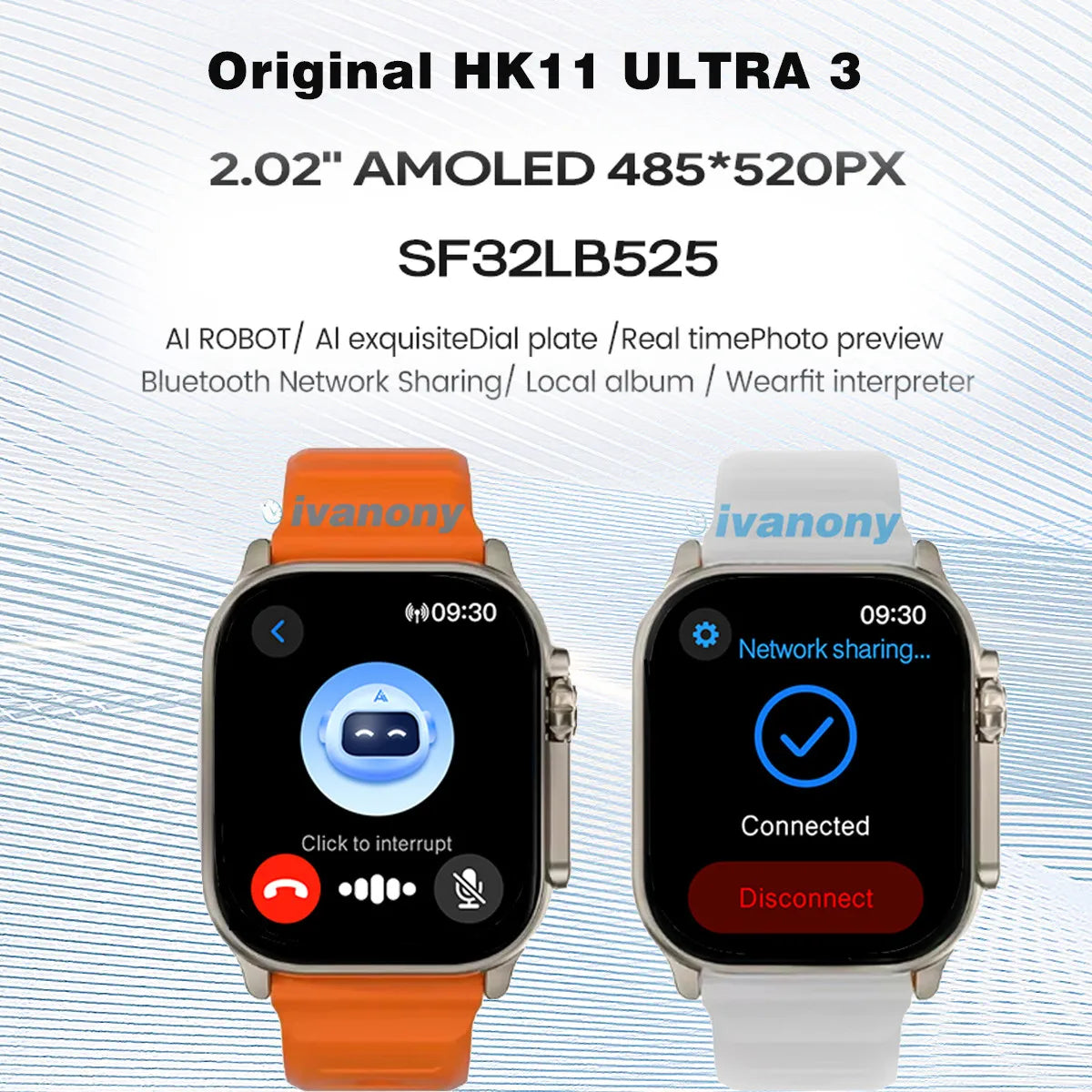Montre Connectée HK11 Ultra 3 — Écran AMOLED 2,02", Appel Bluetooth, Boussole & IA