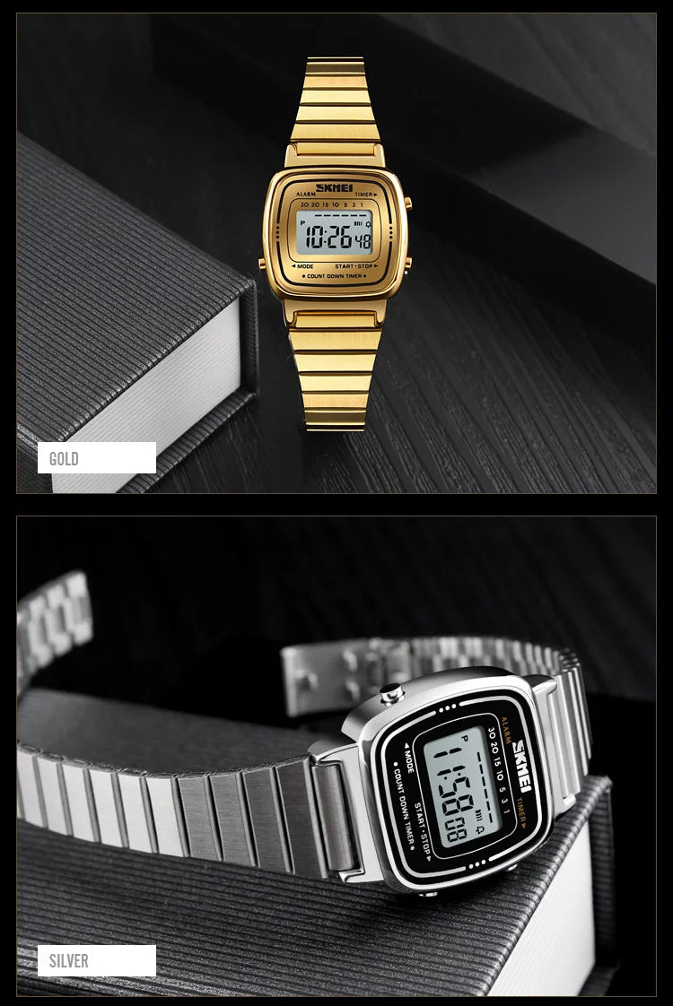 Montre Femme SKMEI 1901 — Digitale, Chrono, Calendrier & Résistante à l'Eau