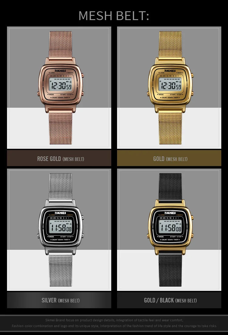 Montre Femme SKMEI 1901 — Digitale, Chrono, Calendrier & Résistante à l'Eau