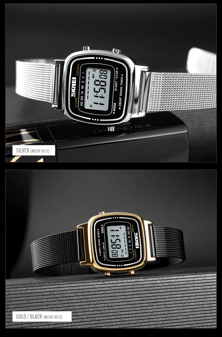 Montre Femme SKMEI 1901 — Digitale, Chrono, Calendrier & Résistante à l'Eau