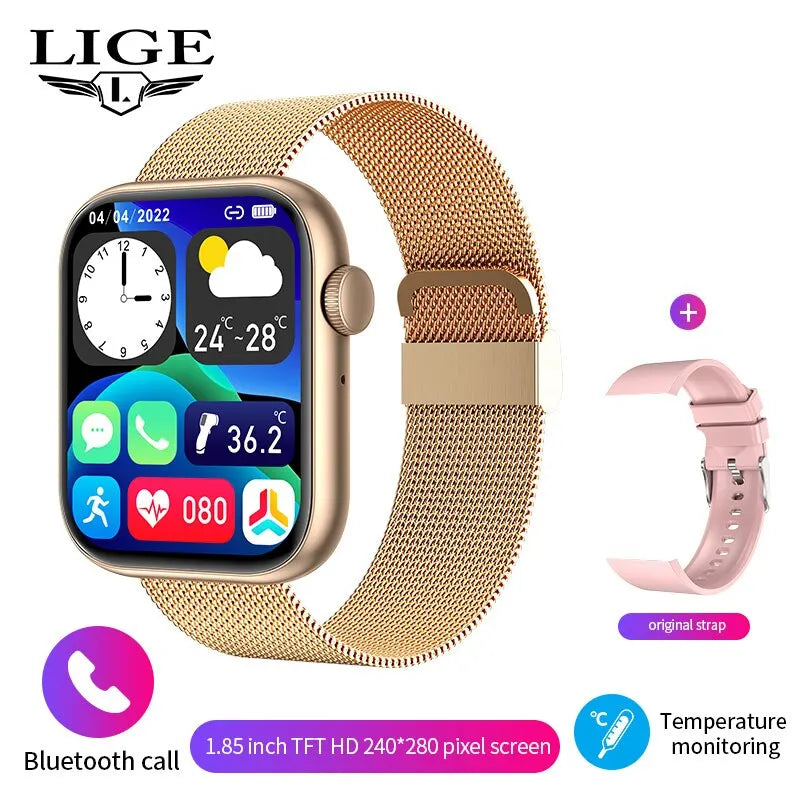 Montre Connectée Femme LIGE — Écran 1,85", Appel Bluetooth, Suivi Santé & Sport