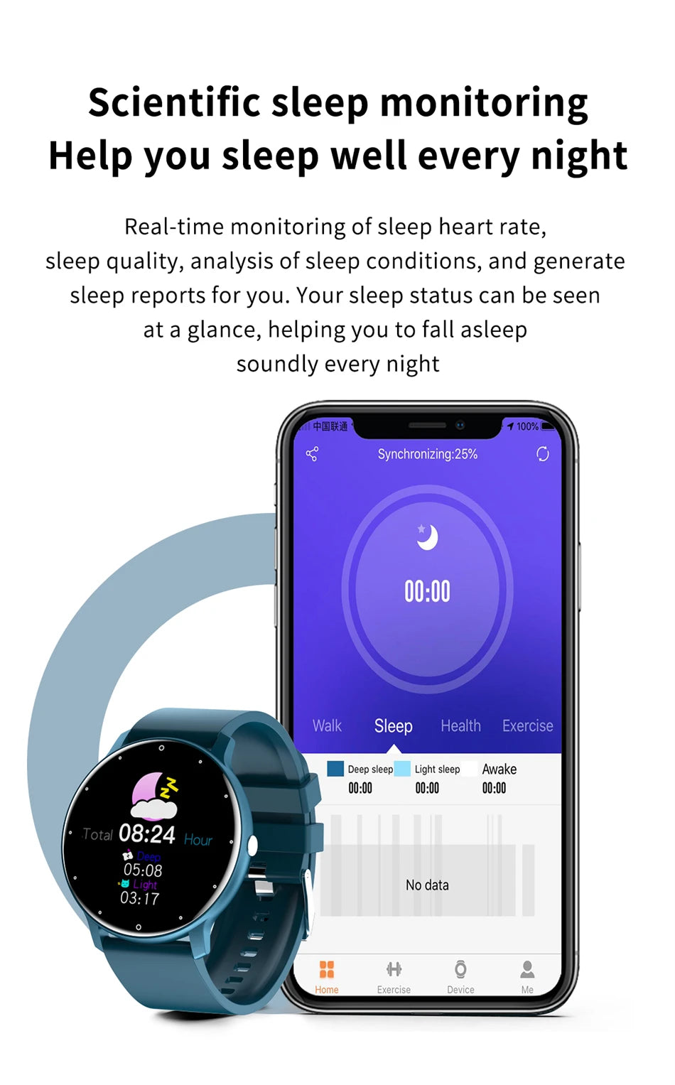 Montre Connectée LIGE — Écran Rond Tactile, Appel Bluetooth, Suivi Santé & Sport