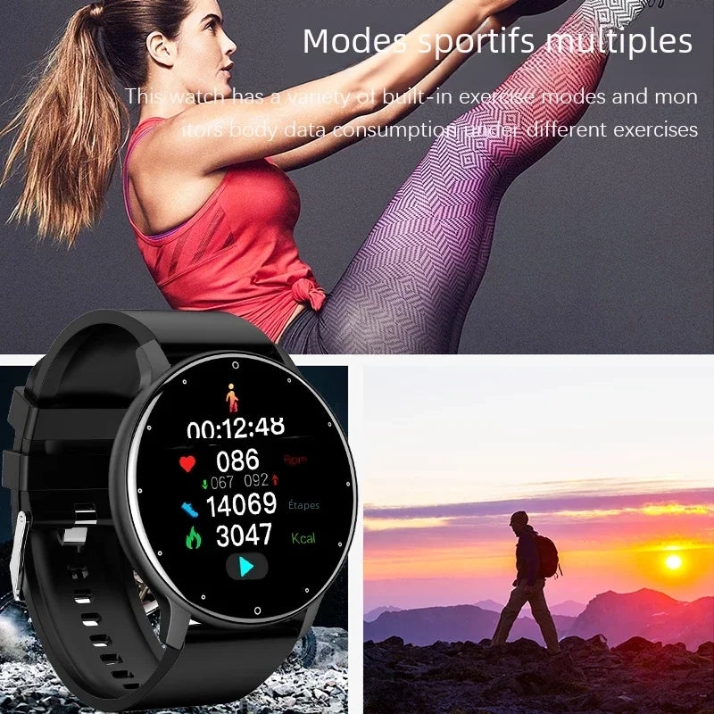 Montre Connectée LIGE 2024 — Écran Rond 1,28", Appel Bluetooth, Suivi Santé & Sport