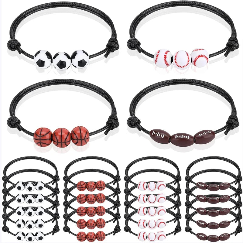 Bracelets Sport Lot de 20 — Basketball, Football, Soccer, Baseball | Cadeau Sport