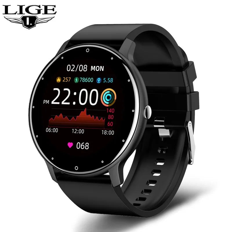 Montre Connectée LIGE 2024 — Écran Rond 1,28", Appel Bluetooth, Suivi Santé & Sport