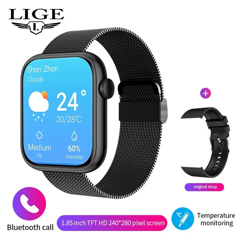 Montre Connectée Femme LIGE — Écran 1,85", Appel Bluetooth, Suivi Santé & Sport