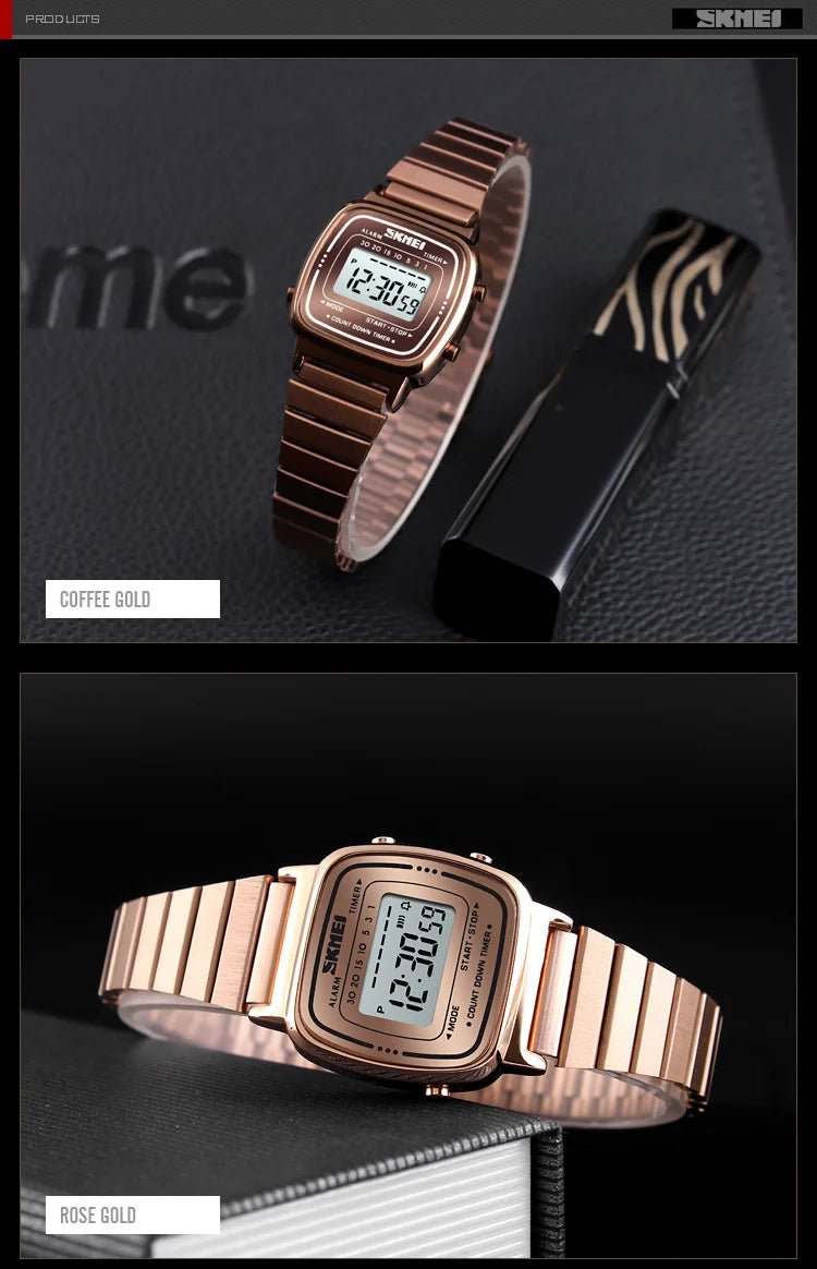 Montre Femme SKMEI 1901 — Digitale, Chrono, Calendrier & Résistante à l'Eau
