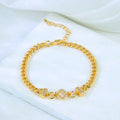Bracelet Doré Plaqué Or | Style Dubai & Oriental | Zirconia & Chaîne Cubaine