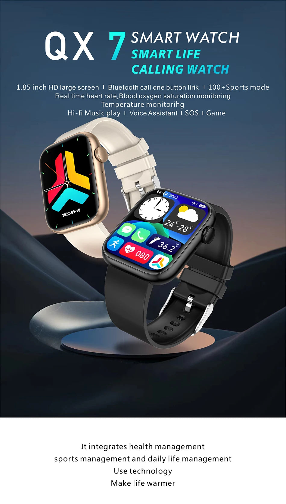 Montre Connectée Femme LIGE — Écran 1,85", Appel Bluetooth, Suivi Santé & Sport