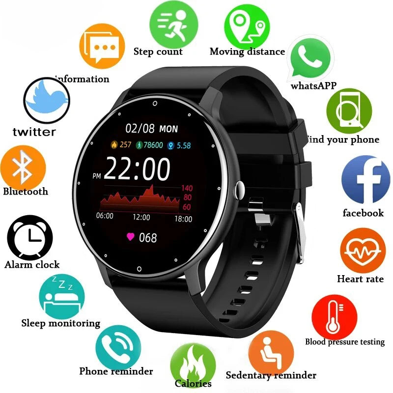 Montre Connectée LIGE — Écran Rond Tactile, Appel Bluetooth, Suivi Santé & Sport