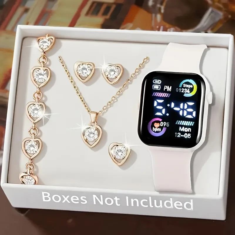 Set Bijoux & Montre Électronique | 5 ou 6 Pièces Tendance