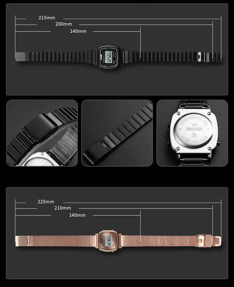 Montre Femme SKMEI 1901 — Digitale, Chrono, Calendrier & Résistante à l'Eau