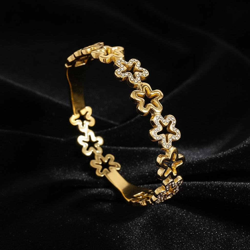 Bracelet doré strass élégant femme