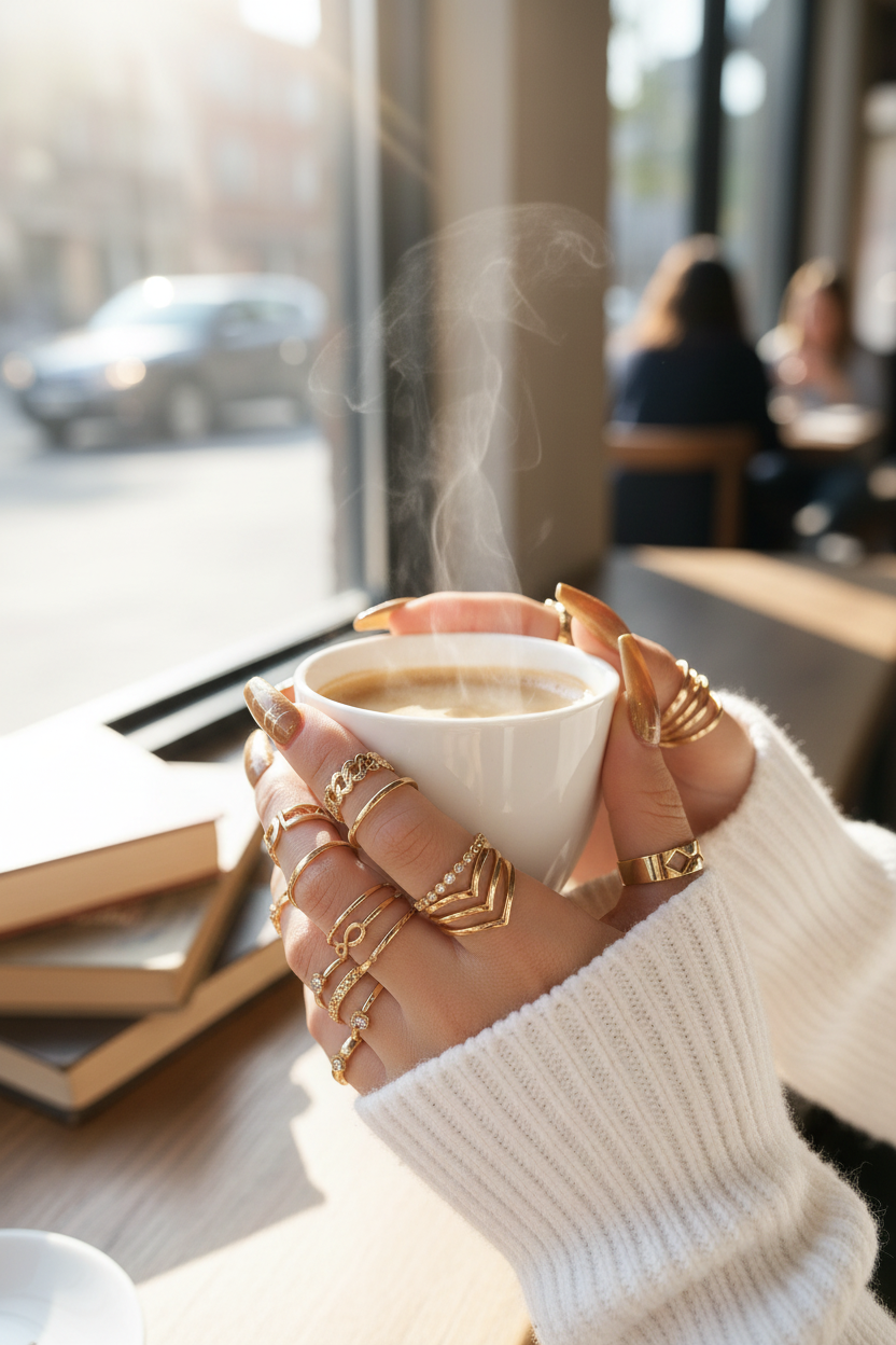 Set 30 Bagues Dorées — Zircon & Perles d'Imitation · Style Luxe Tendance