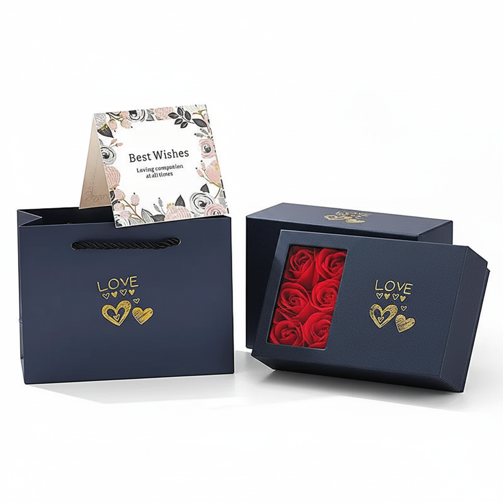 Coffret Cadeau Luxe – 6 Roses Éternelles en Bois • Idée Cadeau Femme