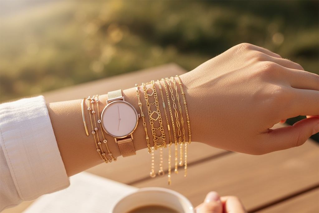 Set 11 Bracelets Chaîne — Plaqué Or 14K · Style Bohème · Stackable