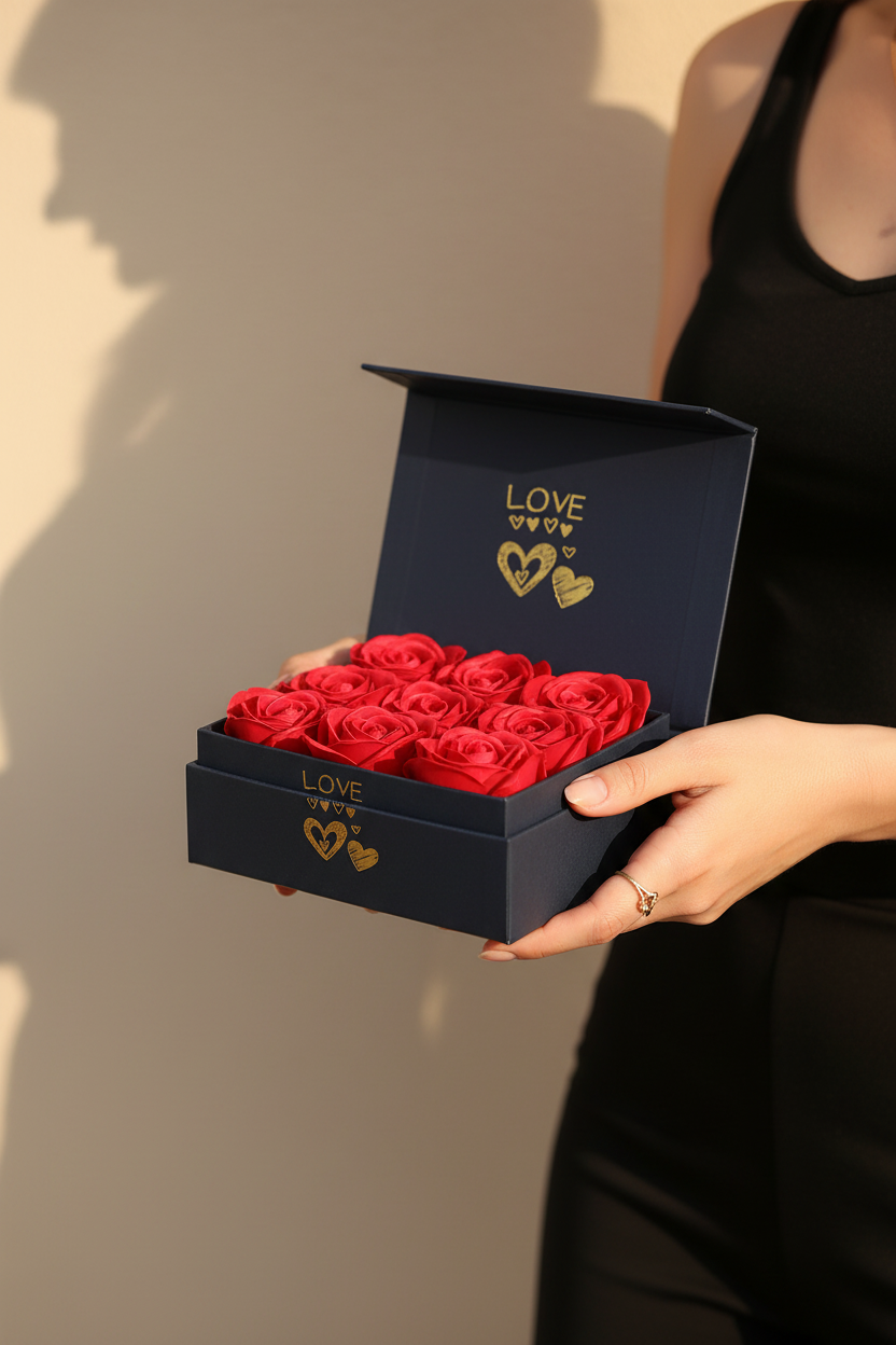 Luxus Geschenkset – 6 ewige Holzrosen • Geschenkidee für Frauen