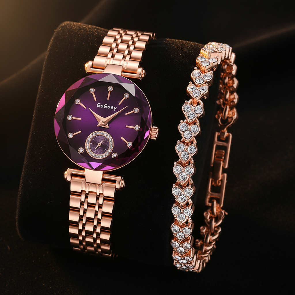 Montre Femme Ronde + Bracelet Offert — Cœur de l'Océan · Quartz · Style Fashion