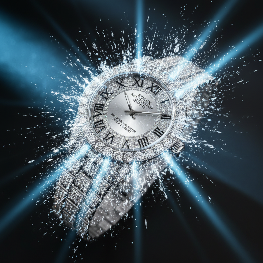 Montre argent étincelles bleues
