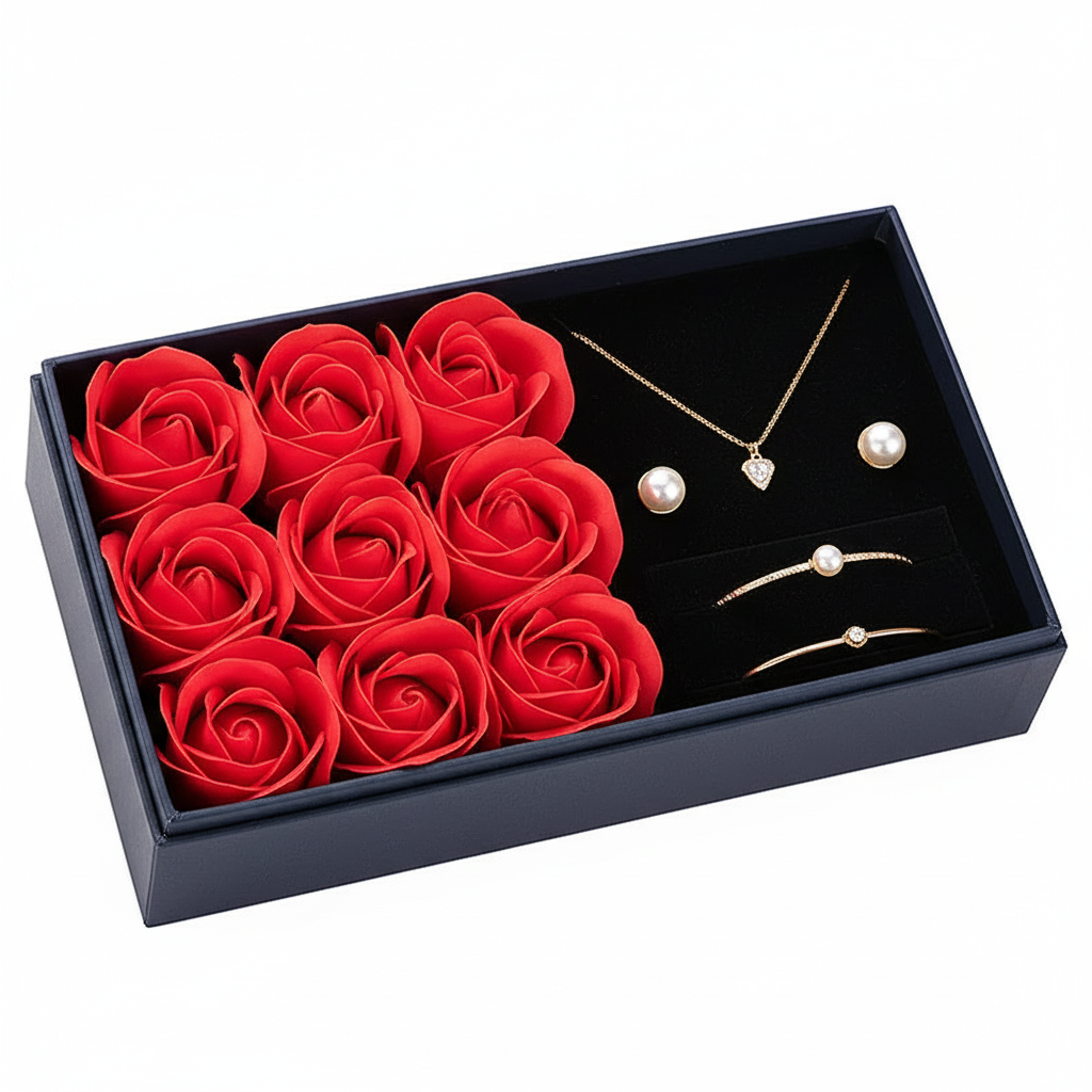Coffret Cadeau Luxe – 6 Roses Éternelles en Bois • Idée Cadeau Femme