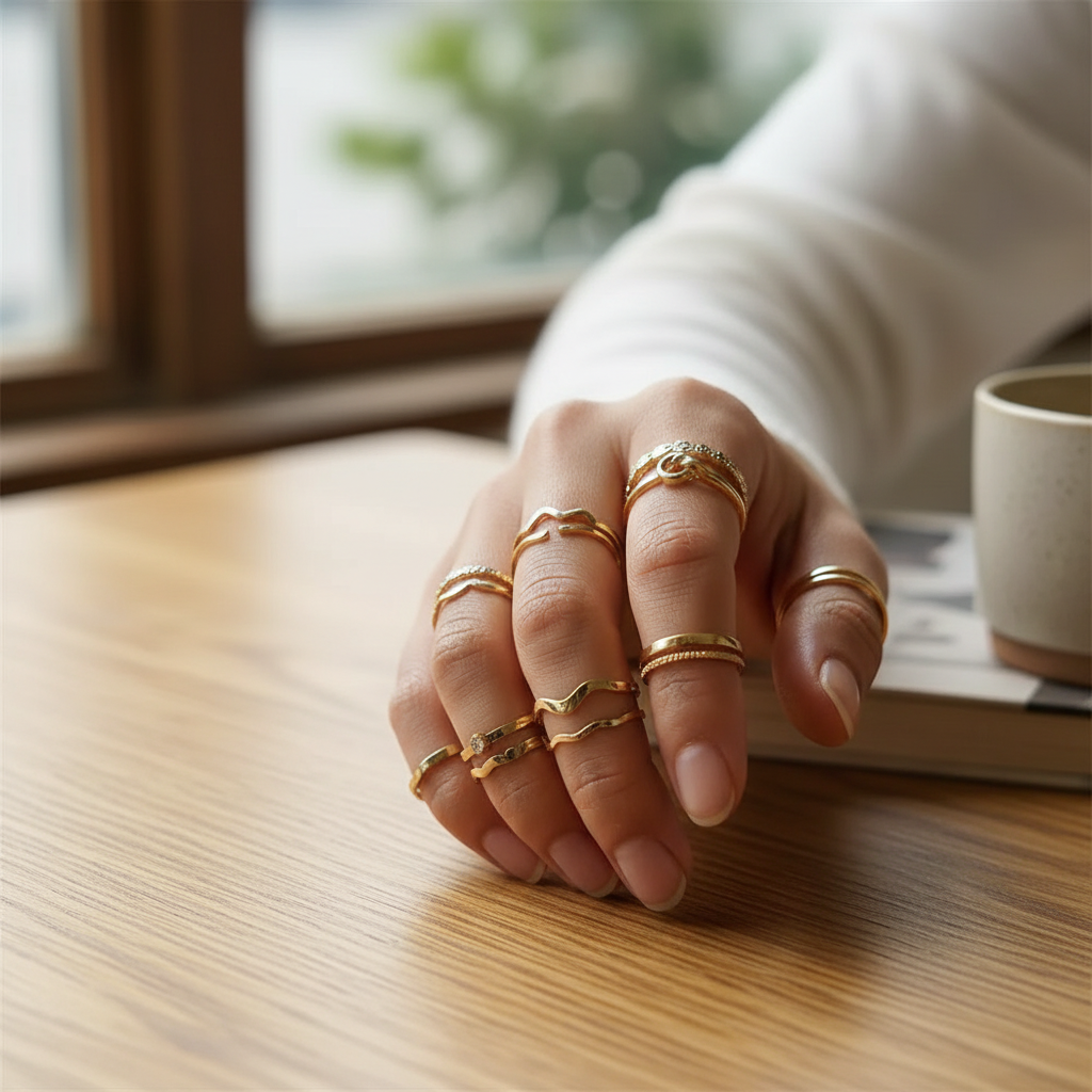 Set 30 Bagues Dorées — Zircon & Perles d'Imitation · Style Luxe Tendance