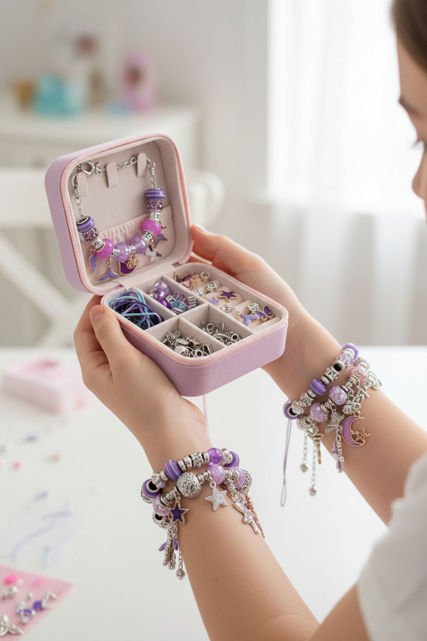 Mains bracelets violets