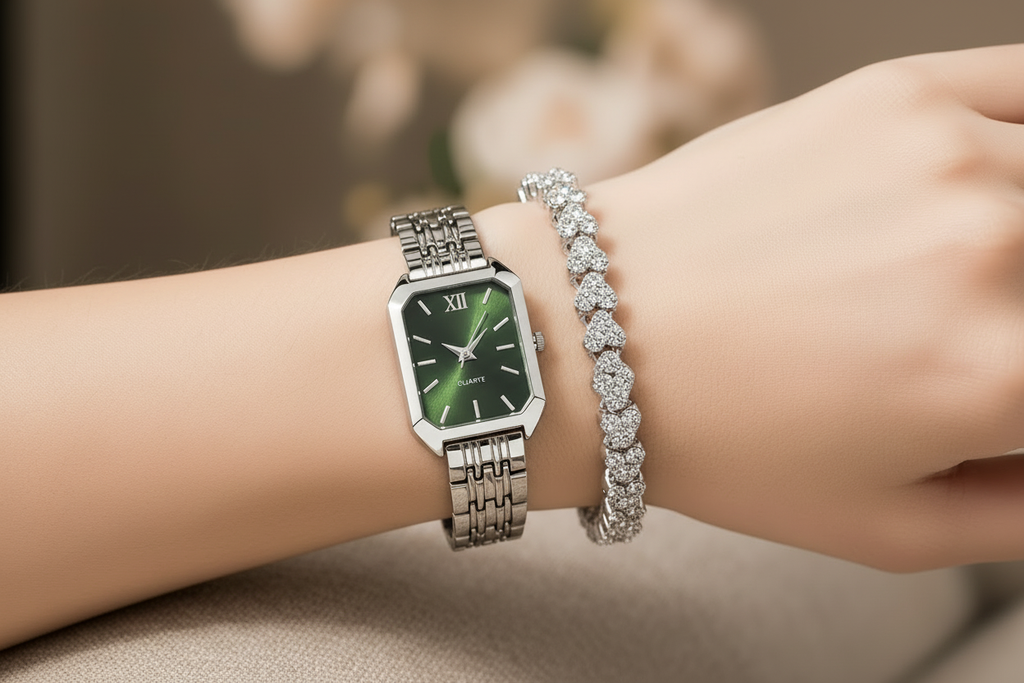 Montre au poignet - cadran vert