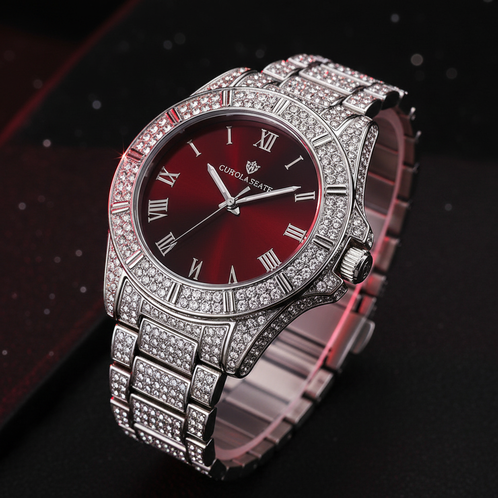 Montre cadran rouge