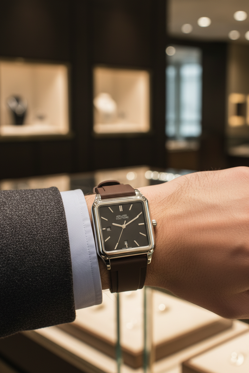Montre marron portée