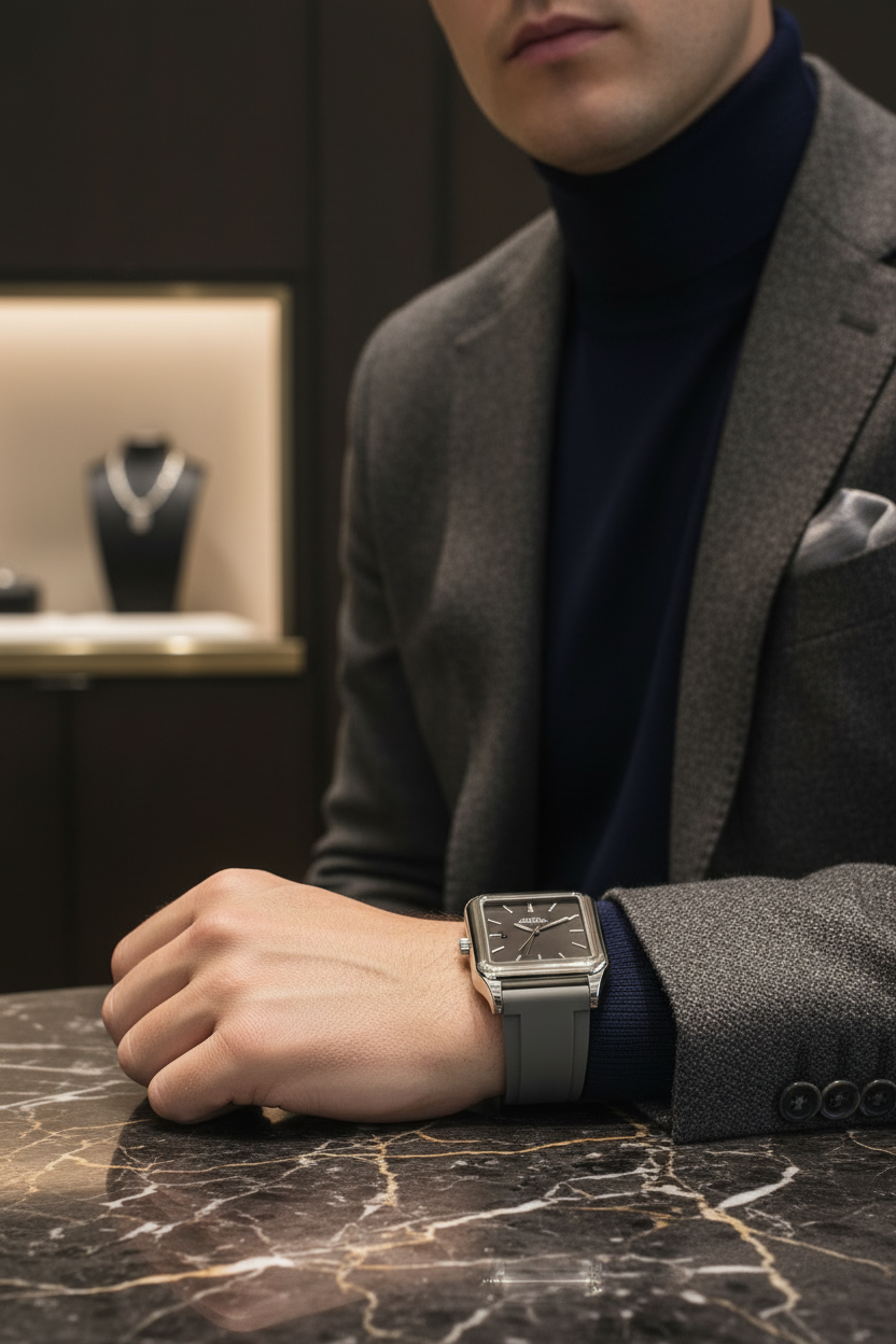 Montre noire portée