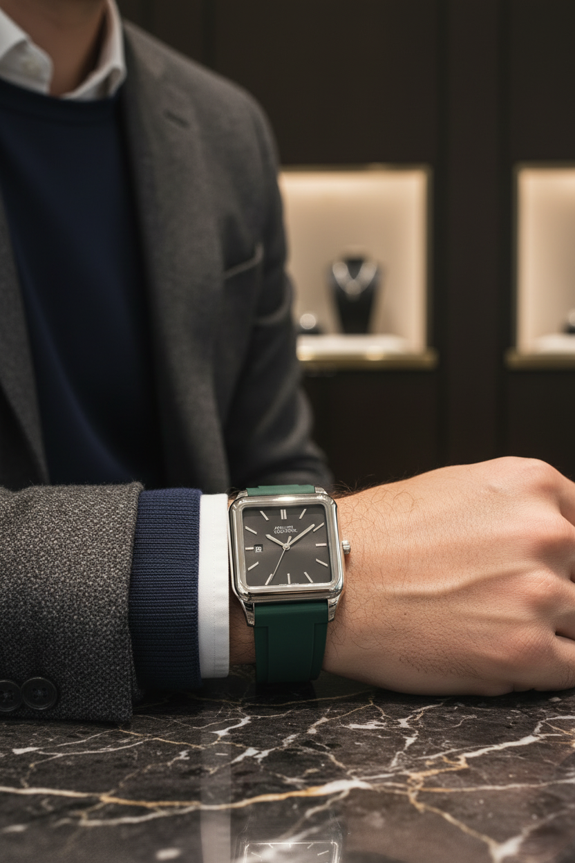 Montre verte portée