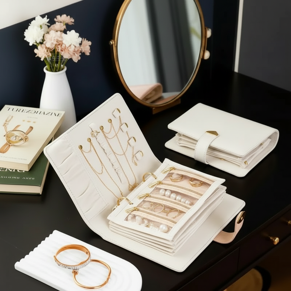 Pochette Organisateur Bijoux Style Livre – Voyage & Quotidien | Cuir PU