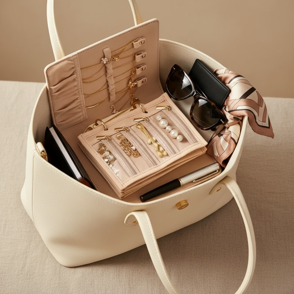 Pochette Organisateur Bijoux Style Livre – Voyage & Quotidien | Cuir PU