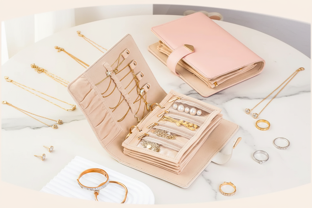 Pochette Organisateur Bijoux Style Livre – Voyage & Quotidien | Cuir PU
