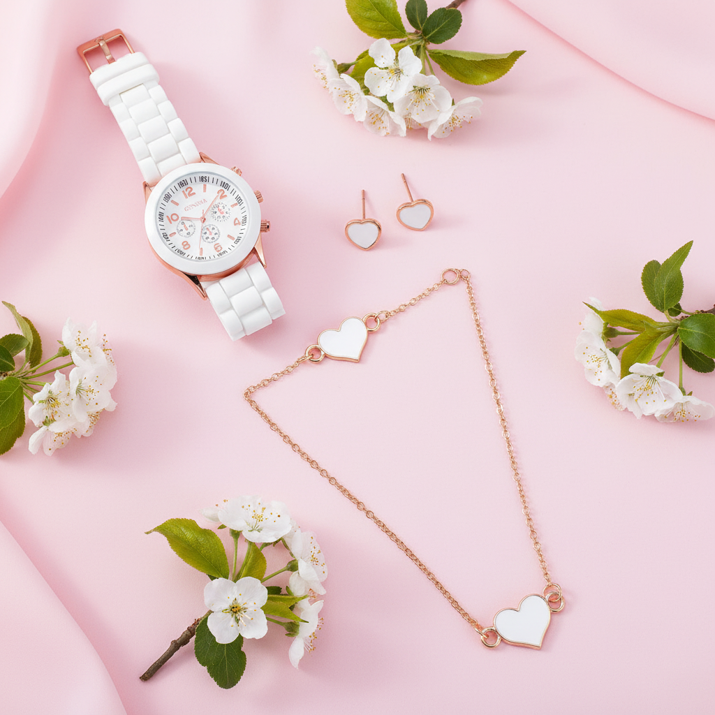 Set blanc fleurs