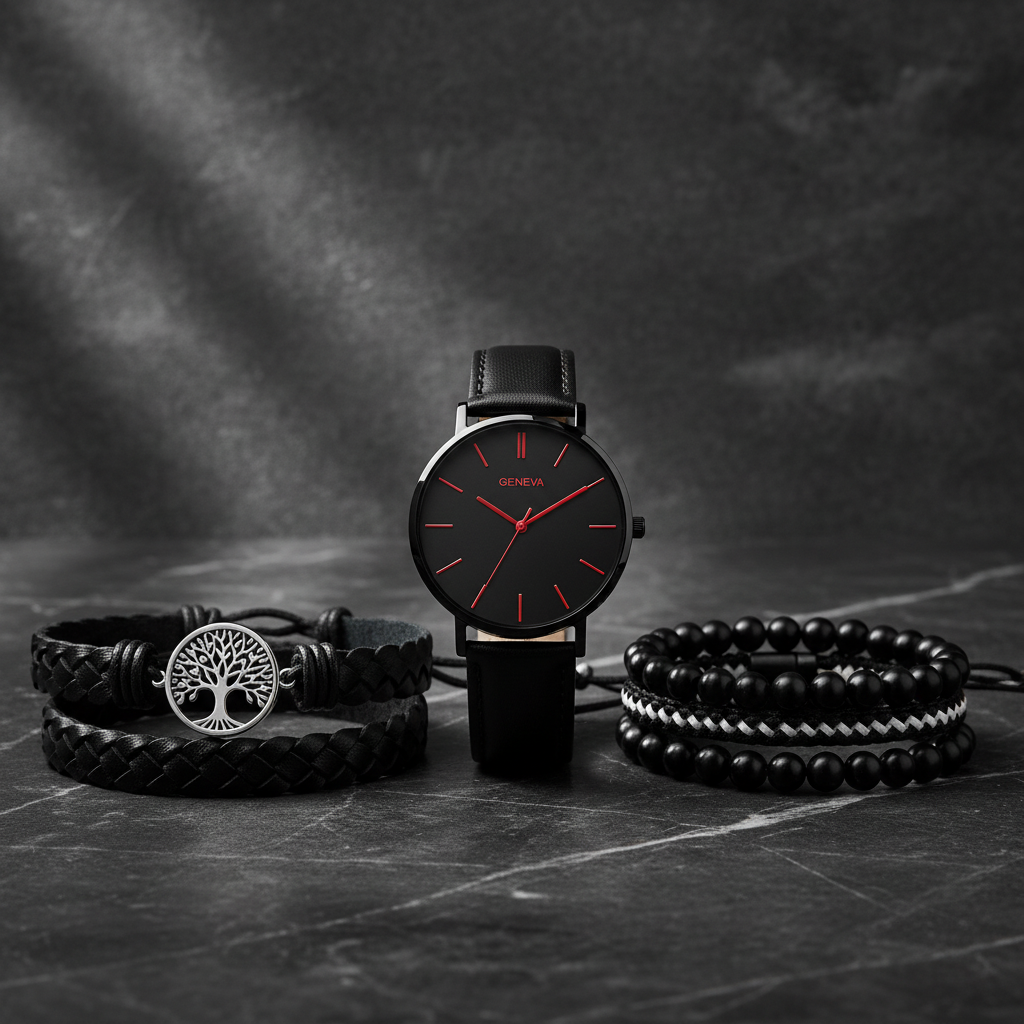 Set Montre & Bracelets Homme Premium