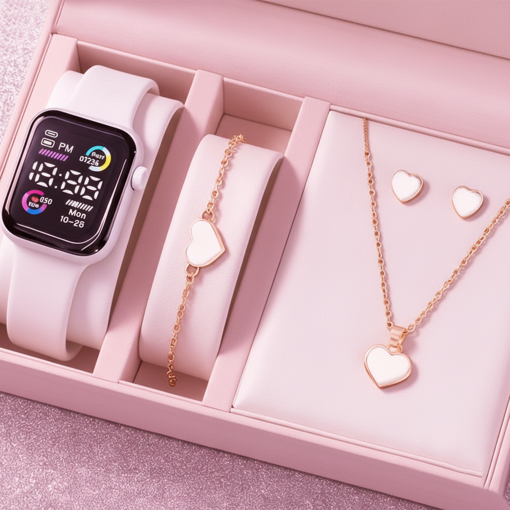 Set Bijoux & Montre Électronique | 5 ou 6 Pièces Tendance