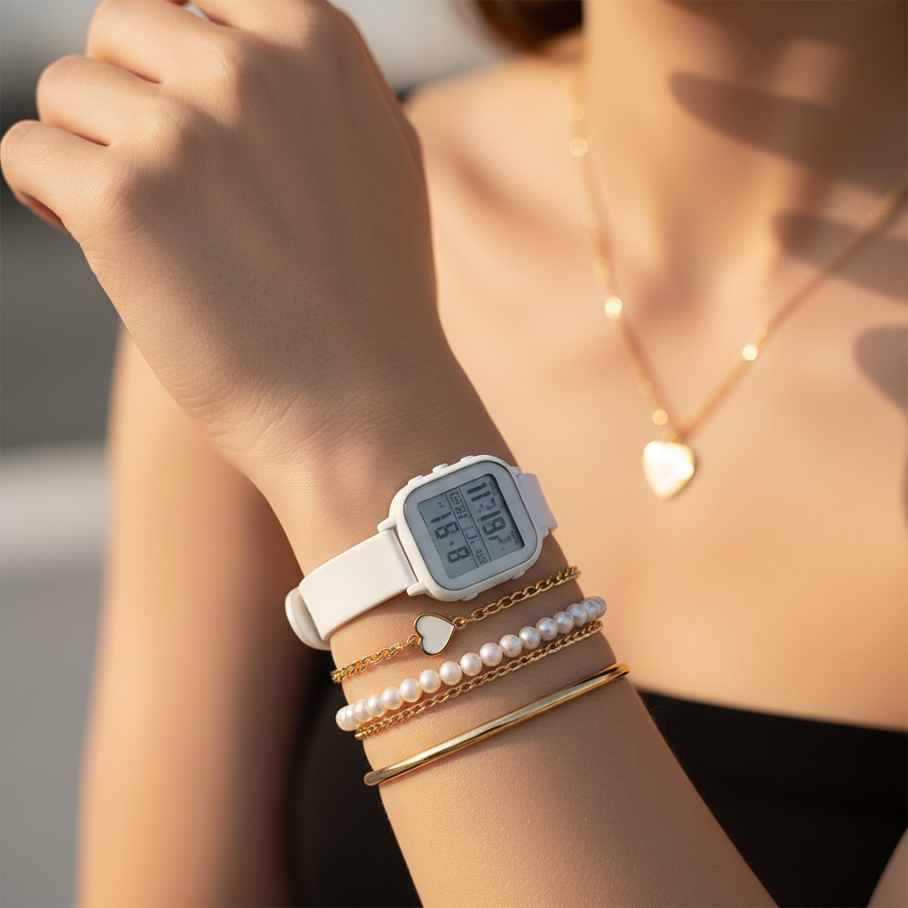 Set Bijoux & Montre Électronique | 5 ou 6 Pièces Tendance