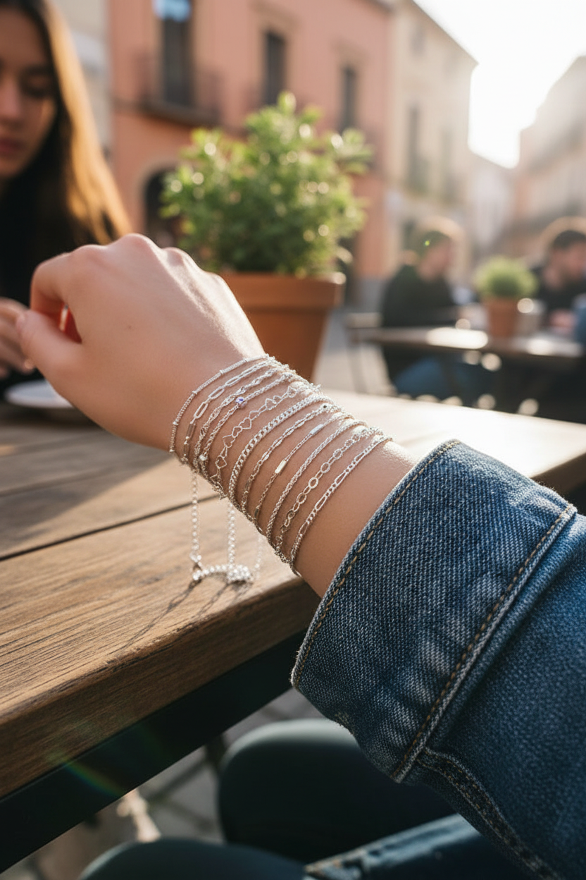 Set 11 Bracelets Chaîne — Plaqué Or 14K · Style Bohème · Stackable